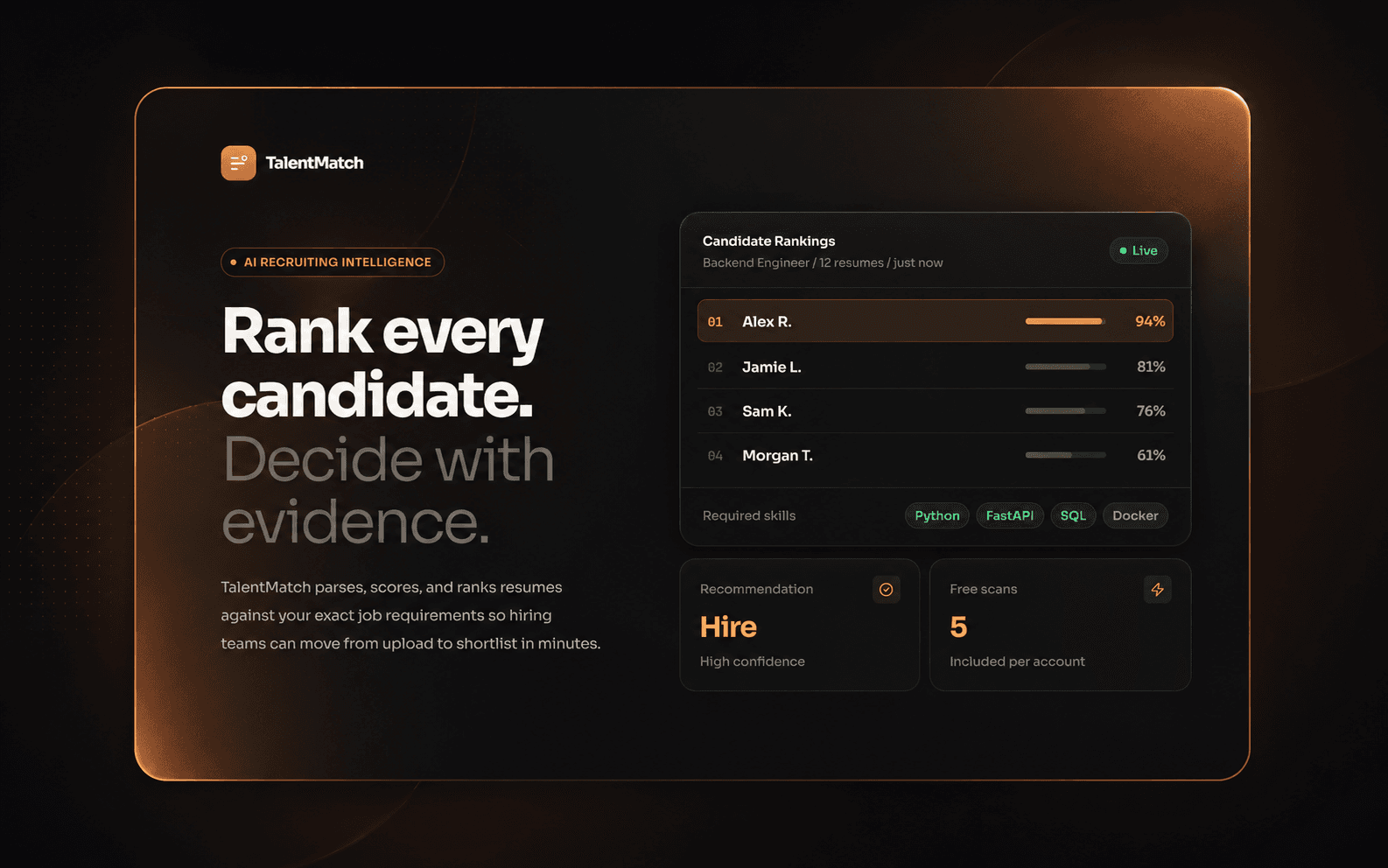 TalentMatch AI recruiting copilot interface preview